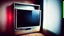 Placeholder: broken flatscreen television in hotel room with angry owner