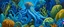 Placeholder: A blue underwater reef with an octopus designed in Scandinavian folk art painted by Thomas Hart Benton