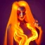 Placeholder: woman made of fire, fire angel, fire clothes, full body portrait, long flowing yellow hair, highly detailed, real life photo, photo quality, extremely detailed, highly detailed, 8K, crisp quality