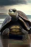 Placeholder: portrait of a old turtle standing on the coast of ondian ocean , realistic