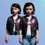 Placeholder: Millie bobby brown toddler, full body, leather jacket, floral shirt, floral skirt, Nike sneaker, soft skin, city background, dramatic lighting, hyper realistic