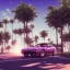 Placeholder: 1980's aesthetic vaporwave palm trees with spheres and car