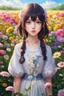 Placeholder: a girl standing in a field of flowers, medium view face, beautiful anime portrait, realistic anime art style, beautiful anime art style, realistic cute girl painting, beautiful anime art, stunning anime face portrait, high quality, 4k