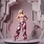 Placeholder: picture of lady with a top and cifi pants stye design posing in a 3d recursive structures stage