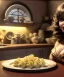 Placeholder: Ultra realistic photographic portrait, happy elegant Gina Lollobrigida woman sitting with arms resting on Italian kitchen table, pretty tortellini dish, classic style decoration, cold, soft color, highly detailed, unreal engine 5, ray tracing, RTX, lumen lighting, ultra detail, volumetric lighting, high definition.