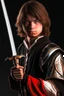 Placeholder: young european brown hair adult royal guard swordsman with rapier