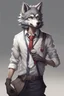 Placeholder: a humanized wolf that is a work assistant