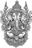 Placeholder: Outline art for coloring page, BOHEMIAN GANESH, coloring page, white background, Sketch style, only use outline, clean line art, white background, no shadows, no shading, no color, clear