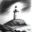 Placeholder: A graphite pencil drawing of the first light house of Norway, Lindesnes Lighthouse