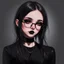 Placeholder: a pretty 18 year old girl, goth aesthetic, glasses, digital art, stylised, realism