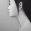 Placeholder: moody charcoal side profile portrait of an asian woman in her 30s, pencil portrait, side on profile, charcoal portrait, artistic black and white profile portrait, delicate, highly detailed, chiaroscuro, beautiful composition, delicate arrangement, aesthetic, soft lighting, tender