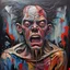 Placeholder: 3 oil painting character with diferrent sad angry crying emotions, broken mind ,neo expressionism, acrylic painting, ultra detailed, grotesque, bizarre, strange, by basquet