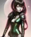 Placeholder: Detailed cute anime Kunoichi girl, long brown hair, green eyes, black latex bodysuit, intricate details, full body portrait, keep head in frame, slight smile, black Japanese motif, concept art, highly detailed, digital painting, concept art, sharp focus, illustration, art by Yoji Shinkawa, WLOP and greg rutkowski and alphonse mucha and artgerm and yanjun Chen and Junji ito and Makoto Shinkai, HDR, octane render