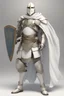 Placeholder: Knight wearing white armor and white cape with white mask, sword, and shield