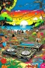 Placeholder: disco grooves abstract subliminal lmfao party on beach bar paradise jungle flowers cool dj playing DANCING STYLE OF HIROKU OGAI