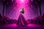 Placeholder: modern stage with gray-dark red blueish violet theme artistic decoration , color full dynamic lighting, a beautiful lady in maxi dress with shining silver jewels ,curvy long hair,dancing, 3D recursive fractal structure animating background