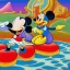 Placeholder: Mickey Mouse and Donald Duck by Jim Woodring in psychedelic landscape