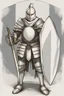 Placeholder: Knight wearing white armor and white cape with white helmet, holding sword and a shield