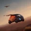 Placeholder: Flying car in sundown