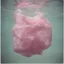 Placeholder: Pink plastic bag underwater in the 1970s, analog photography with white, damaged