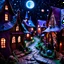 Placeholder: Detailed creepy street made of modeling clay, village, stars and planets, volumetric light, Roger Dean, naïve, Tim Burton, strong texture, extreme detail, Max Ernst, decal, rich moody colors, sparkles, Harry Potter, bokeh, odd