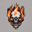 Placeholder: minimalistic burning screaming skull flame cyberpunk logo