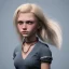 Placeholder: 16 years old women, named Gretchen Marie Bernath - light-blonde hair, round blue eyes, medium cold skin tone, defined jawline and cheek bones, full eyebrows, natural, mature, warrior, hard worker, strong, enduring, cocky,