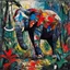 Placeholder: dancing elephant, in the jungle, by Jean-Paul Riopelle