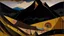 Placeholder: Dark brown dry mountains painted by Wassily Kandinsky