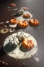 Placeholder: Cooking photo of wet Raviolis with truffle and pumpkin flying, minimal, olive oil, moisture, art, natural, ornaments, ceramic, marble, high kitchen, smooth, god rays, unreal engine 5, ray tracing, RTX, lumen lighting, ultra detail, volumetric lighting, 3d.