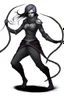 Placeholder: female gray skin Shadar-Kai wielding a Whip a whip made out of black thorns