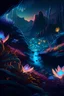 Placeholder: A breathtaking landscape depicting a hidden valley, filled with exotic, bioluminescent plants and flowers, casting a mesmerizing, otherworldly glow across the scene.