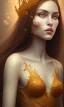 Placeholder: Portrait of beautiful women, correct facial symmetry, golden crown, dark brown hair, dark background, white flowers, loish style, painting, 8k, colorful, brush strokes,