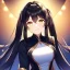 Placeholder: girl, masterpiece, best quality, volumetric lighting, detailed outfit, perfect eyes, black hair, golden eyes, long hair, twin ponytail, looking up, smile,