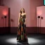 Placeholder: picture of lady with a maxi dress cifi stye design posing in a modern art stage