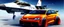 Placeholder: a military fighter jet station wagon hybrid designed by volkswagen only one vehicle per image painted metallic orange traveling at a high rate of speed, jet intake off of front center of vehicle and jet exhaust out the rear with bright blue flame