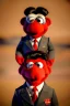 Placeholder: Waist up muppet Portrait, Kim Jong-un muppet doll, black suit, photo studio, red background, unreal engine 5, concept art, art station, god lights, ray tracing, RTX, lumen lighting, ultra detail, volumetric lighting, 3d.