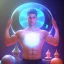 Placeholder: upper body of young yoga master holding up a glass shield, power surge , maze background , levitated lab equipment, 4k, Highly Detailed, Masterpiece, perfect eyes, Digital Illustration, Cinematic Lighting, Realistic, Sharp Focus, Centered, Beautifully Lit, Bioluminescent by Stanley Artgerm Lau