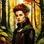 Placeholder: create an oil and watercolor full body portrait of a young, nomadic goth punk forest elf female fantasy art character, with highly detailed, sharply lined facial features, in the deep forest of Brokilon , finely inked, soft autumnal colors, 4k in the style of Maxfield Parrish