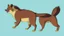 Placeholder: Cute chibi-style hyena dog, chasing its own tail, cartoony, colorful, exaggerated, simplified, adorable