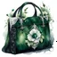 Placeholder: watercolor drawing of a dark Gothic green bag with emeralds and flowers and white lace, on a white background, Trending on Artstation, {creative commons}, fanart, AIart, {Woolitize}, by Charlie Bowater, Illustration, Color Grading, Filmic, Nikon D750, Brenizer Method, Side-View, Perspective, Depth of Field, Field of View, F/2.8, Lens Flare, Tonal Colors, 8K, Full-HD, ProPhoto RGB, Perfectionism, Rim Lighting, Natural Lighting, Soft Lighting, Accent Lighting, Diffraction Grading, With Imperf