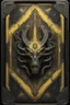 Placeholder: sacred geometry framed playing card, black and yellow death dragon boss card in the style of Giger and fallout 4 ,,bokeh like f/0.8, tilt-shift lens 8k, high detail, smooth render, down-light, unreal engine