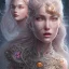 Placeholder: fantasy magic, intricate, sharp focus, illustration, highly detailed, digital painting, concept art, artgerm and paul lewin and kehinde wiley, masterpiece sexy lips with smile Celtic lady body flowers head silver bright rain lady outer space pretty, pink blue