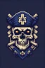 Placeholder: An 8 bit style skull and cross bones pirate logo with a spooky navy glow