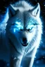 Placeholder: winter white gagantuan wolf beast angry glowing eyes