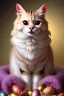 Placeholder: am easter cat holding a basket of jewels and gems. His fur is realistic. The background is a romantic carpet bokeh digital painting extremely detailed studio lighting crisp quality and light reflections 8k cinematic lighting portrait photorealistic ultra detailed cinematic postprocessing focused