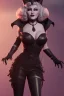 Placeholder: Mae West as evil queen in black leather, leather, busty, cleavage, angry, stern look. character design by cory loftis, fenghua zhong, ryohei hase, ismail inceoglu and ruan jia. unreal engine 5, artistic lighting, highly detailed, photorealistic, fantasy