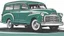 Placeholder: 1952 GMC Suburban Carry All Wagon portrait in the style of a illustration drawing, simple line