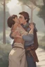 Placeholder: Dnd style, woman being hugged from behind by a young man