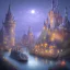 Placeholder: A magical gothic little town of witches with a castle and canals Nick Harris style